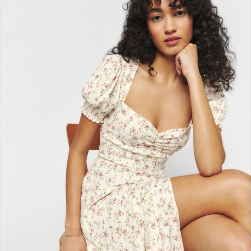 Reformation Floral Puff Sleeve Dress